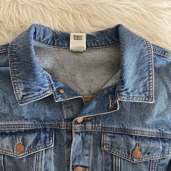 Pink By Victoria’s Secret Jean Jacket Denim Cropped Raw Hem Blue Cotton Medium - Picture 3 of 7